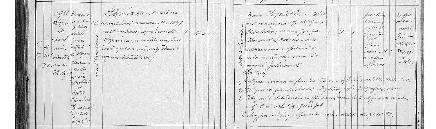 Matriční zápis svatba Aloise a a Marie Anny