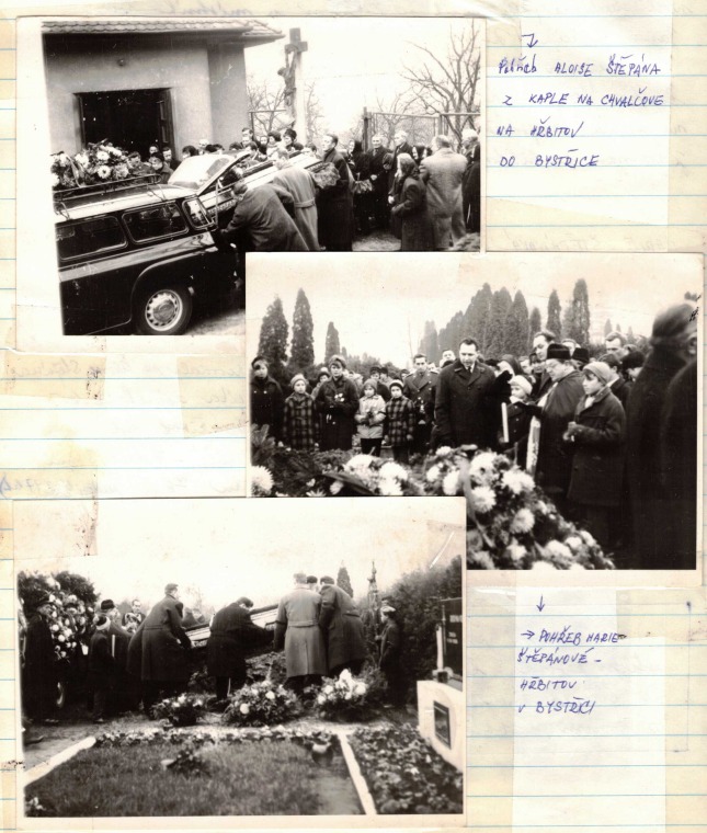 Pohřeb Aloise Štěpán z kaple ve Chvalčově, na hřbitov v Bystřici pod Hostýnem 1967